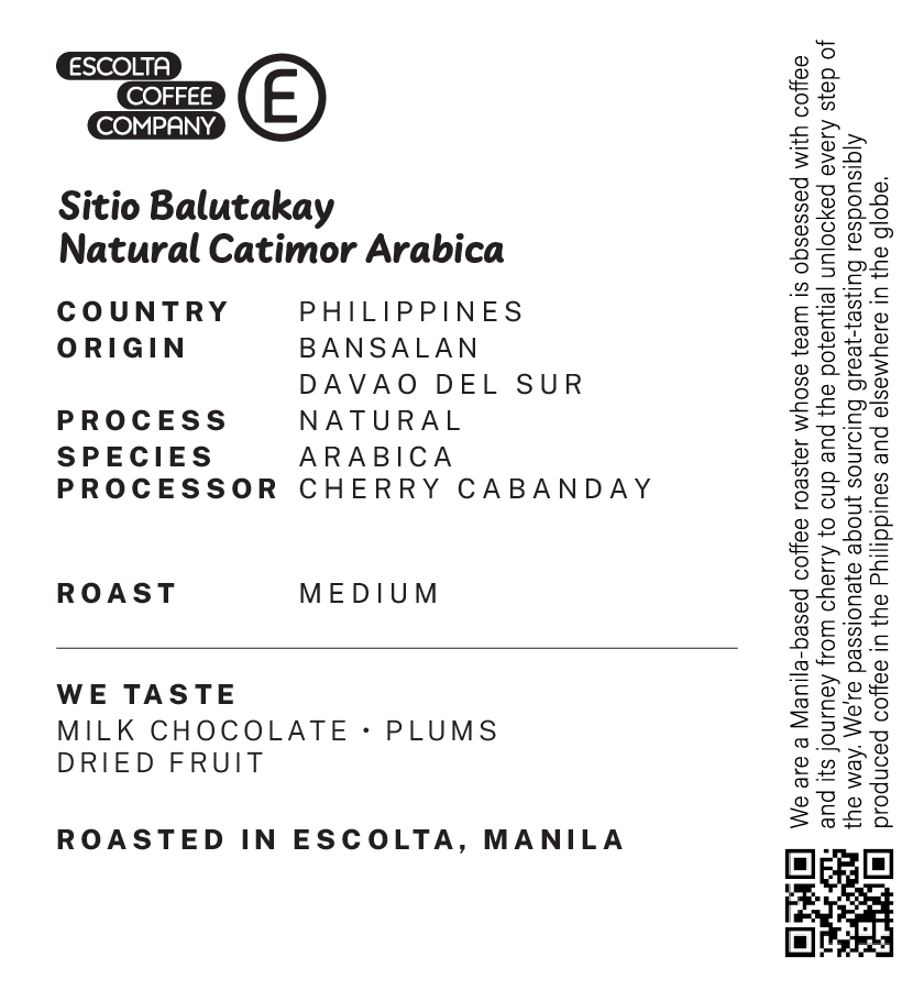 Sitio Balutakay Natural Catimor Arabica - Cherry Cabanday
