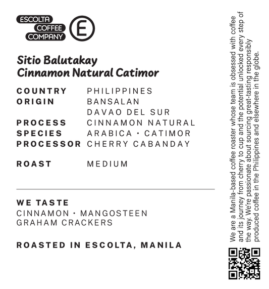 Sitio Balutakay Cinnamon Naturals Catimor Arabica - Cherry Cabanday